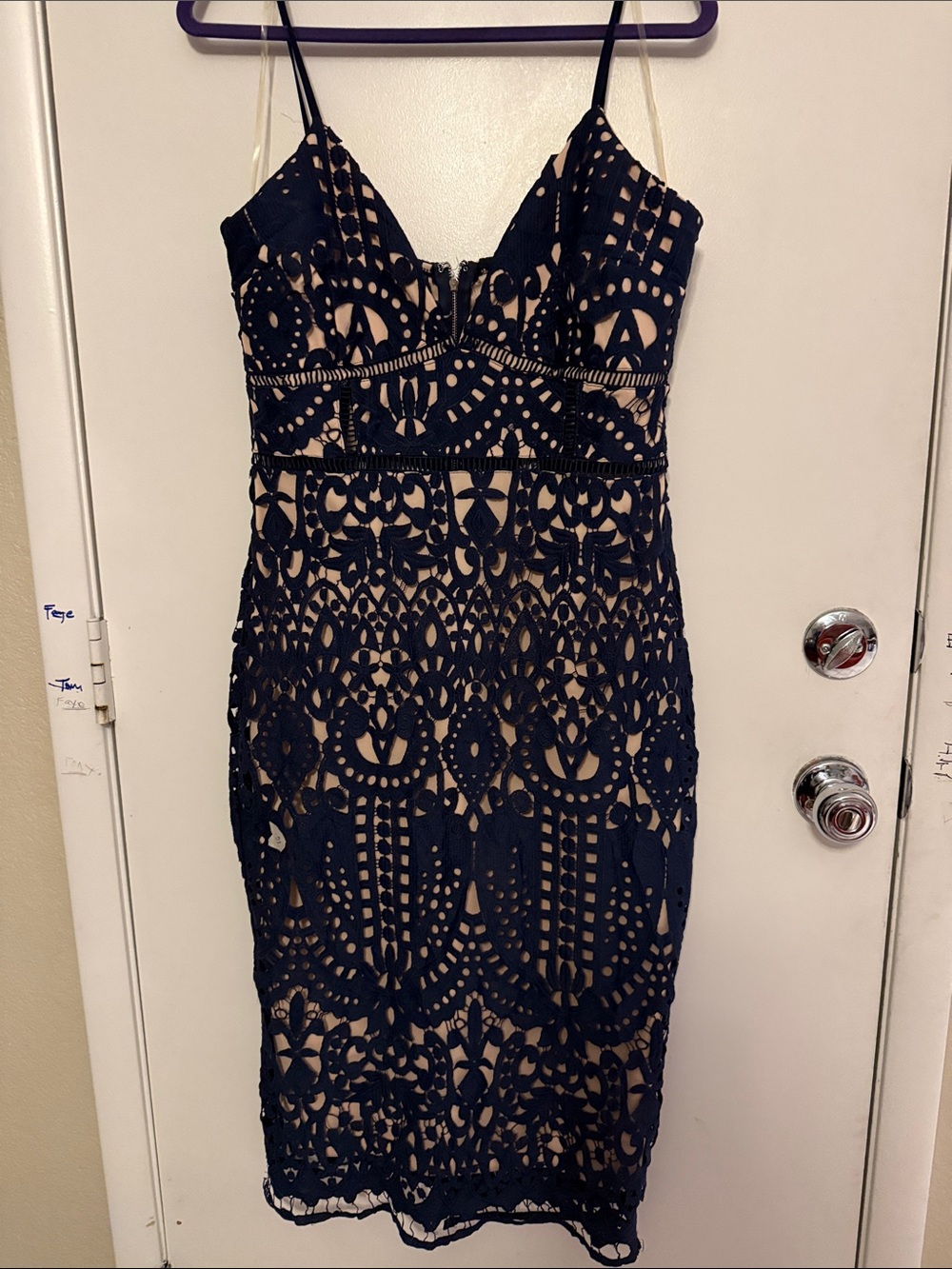 Gianni Bini Navy Blue Lace Midi Dress